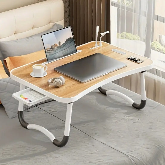 Ultra Large Portable Laptop Bed Table - Multi functional tray holder with cup holder and drawer, USB, fan, and light - Perfect for eating, reading, and writing on beds, sofas, floors