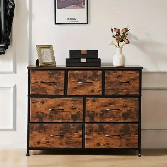 [Fabric Dresser Storage] 7 Drawers Wide Fabric Dresser - Storage Organizer Unit With Fabric Bins For Bedroom, Closet, Living Room, Hallway