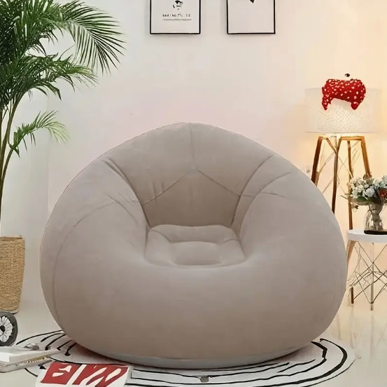 1-Person Inflatable Bean Bag Chair - Portable Blow-Up Sofa with Soft PVC Fabric for Outdoor, Bedroom, Camping & Reading , Contemporary Design, Easy to Transport & Store