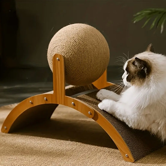 [Wooden Ferris Wheel Cat Scratcher] Durable Wooden Ferris Wheel Cat Scratcher - Interactive Cat Play Furniture - Essential Pet Accessory